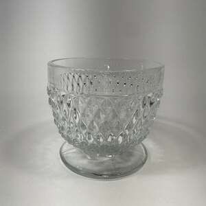 Vtg Indiana Glass Clear Diamond Point Tea Light Votive Holder L1